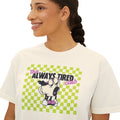 Always Tired Club Women's Boxy Tee — Cute Pug Graphic Sleepy Coffee Cup Vibe Shirt