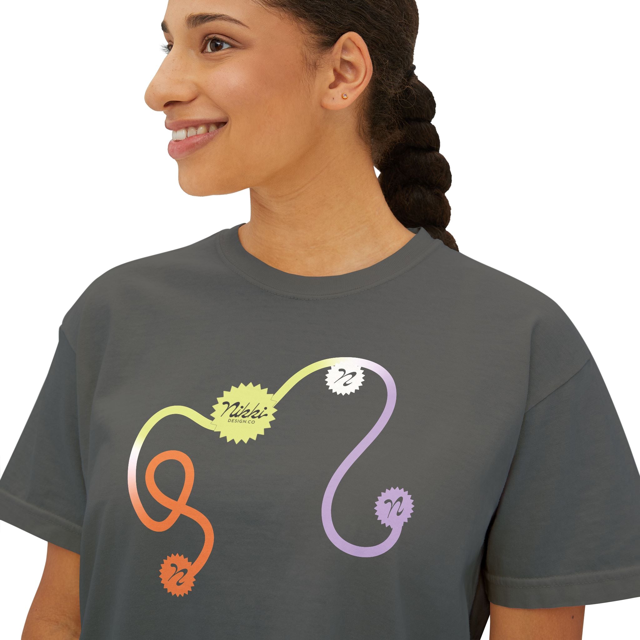 NikkiDesign.Co - Squiggle Graphic Tee - Women's Boxy Tee