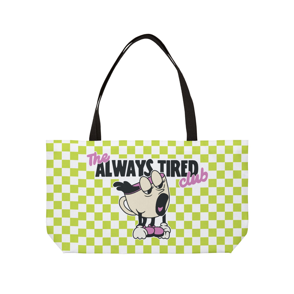 The Always Tired Club - Weekender Tote -  Retro Checkered Design - Travel Bag