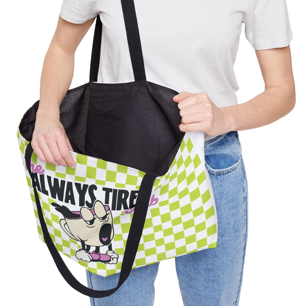 The Always Tired Club - Weekender Tote -  Retro Checkered Design - Travel Bag