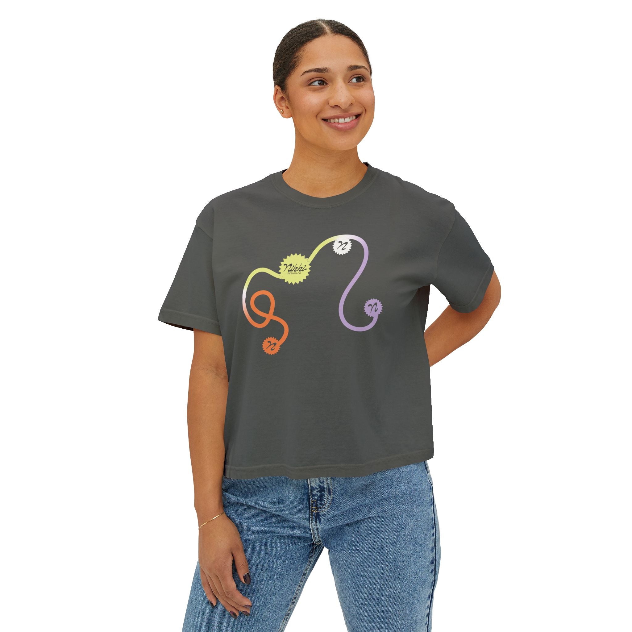 NikkiDesign.Co - Squiggle Graphic Tee - Women's Boxy Tee